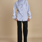 camicia di cotone a righe G022-1519-R1D1 AZZURRO n21 