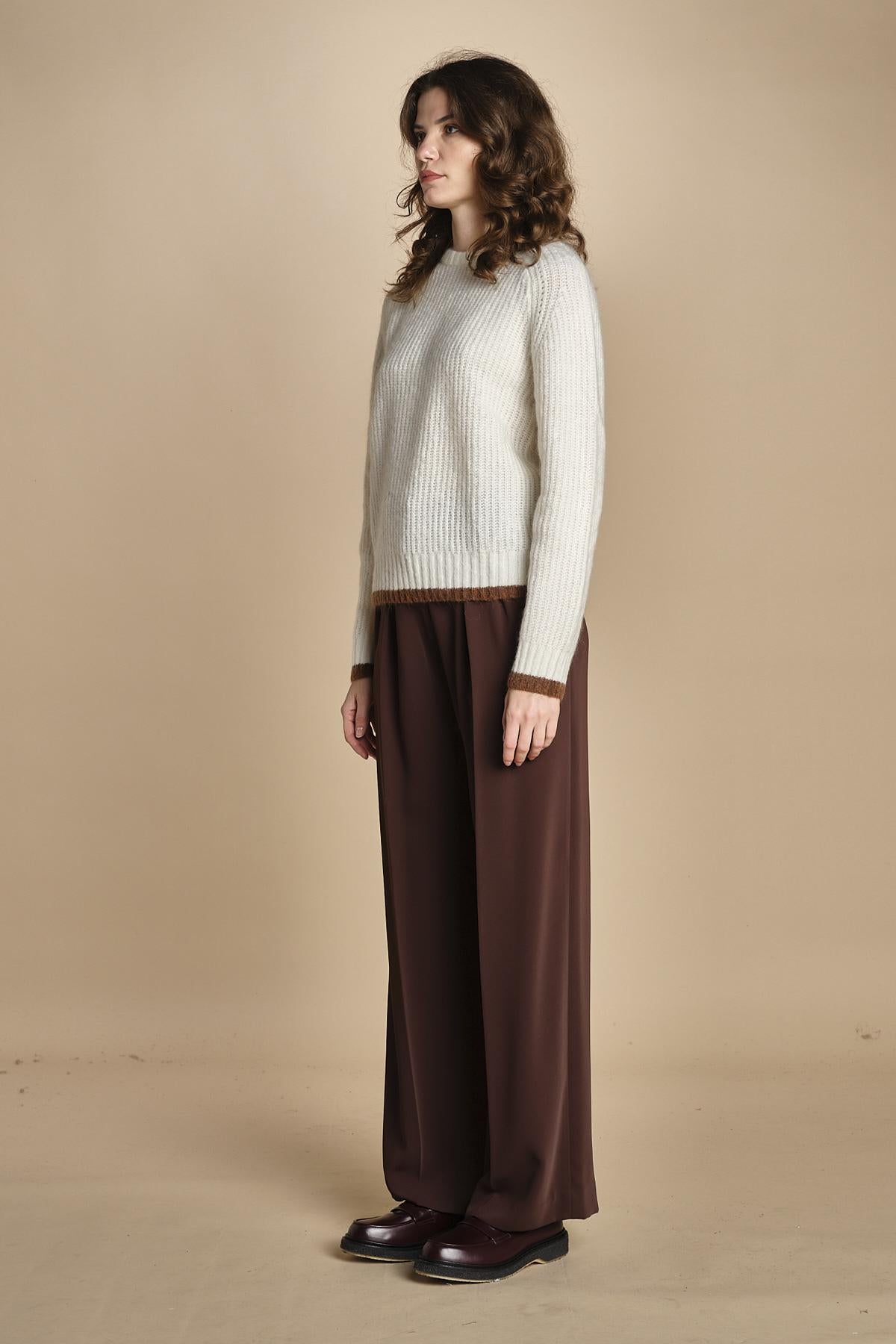 maglia a coste in mohair 15K106WM005 P110 ECRU ines de la fressange 