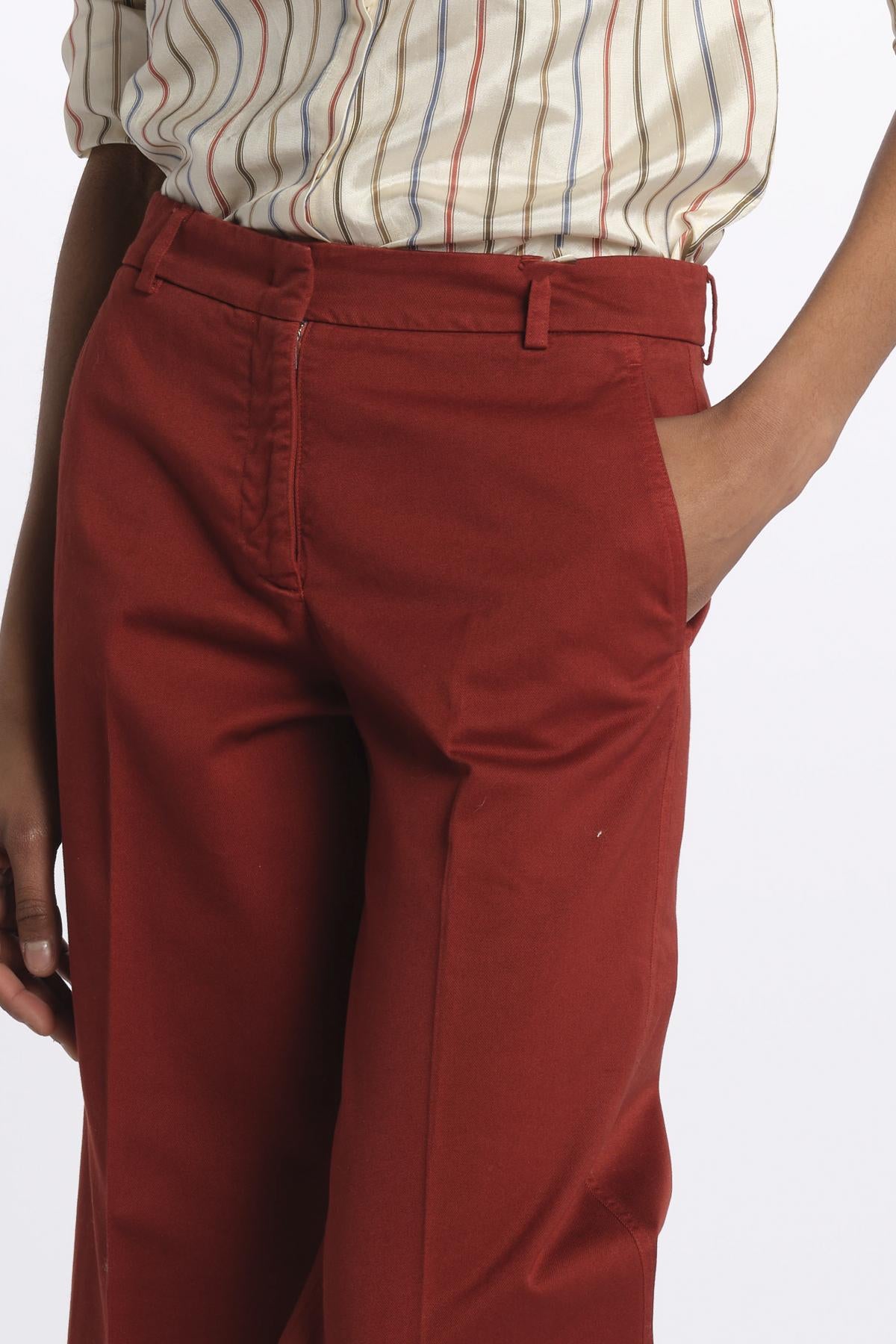 Pantalone MELODY D cropped cotone tinto capo MELODYD408801 48 quelledue 