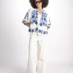 giacca con fiori ricamati GRETA JKT 747215 ECRU mabe 