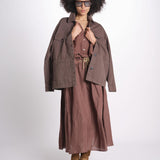 camicia in lino con coulisse LEILA SOFTLINEN BROWN true avenue 