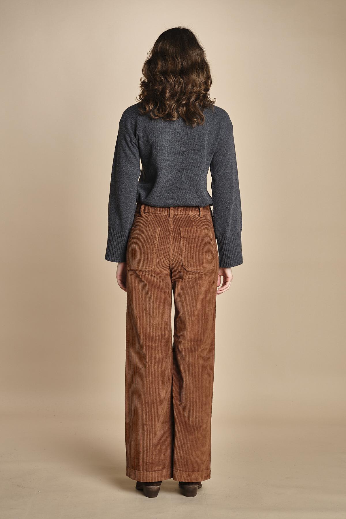 pantalone a zampa con taschine FAUVE WX CARAMEL fam 