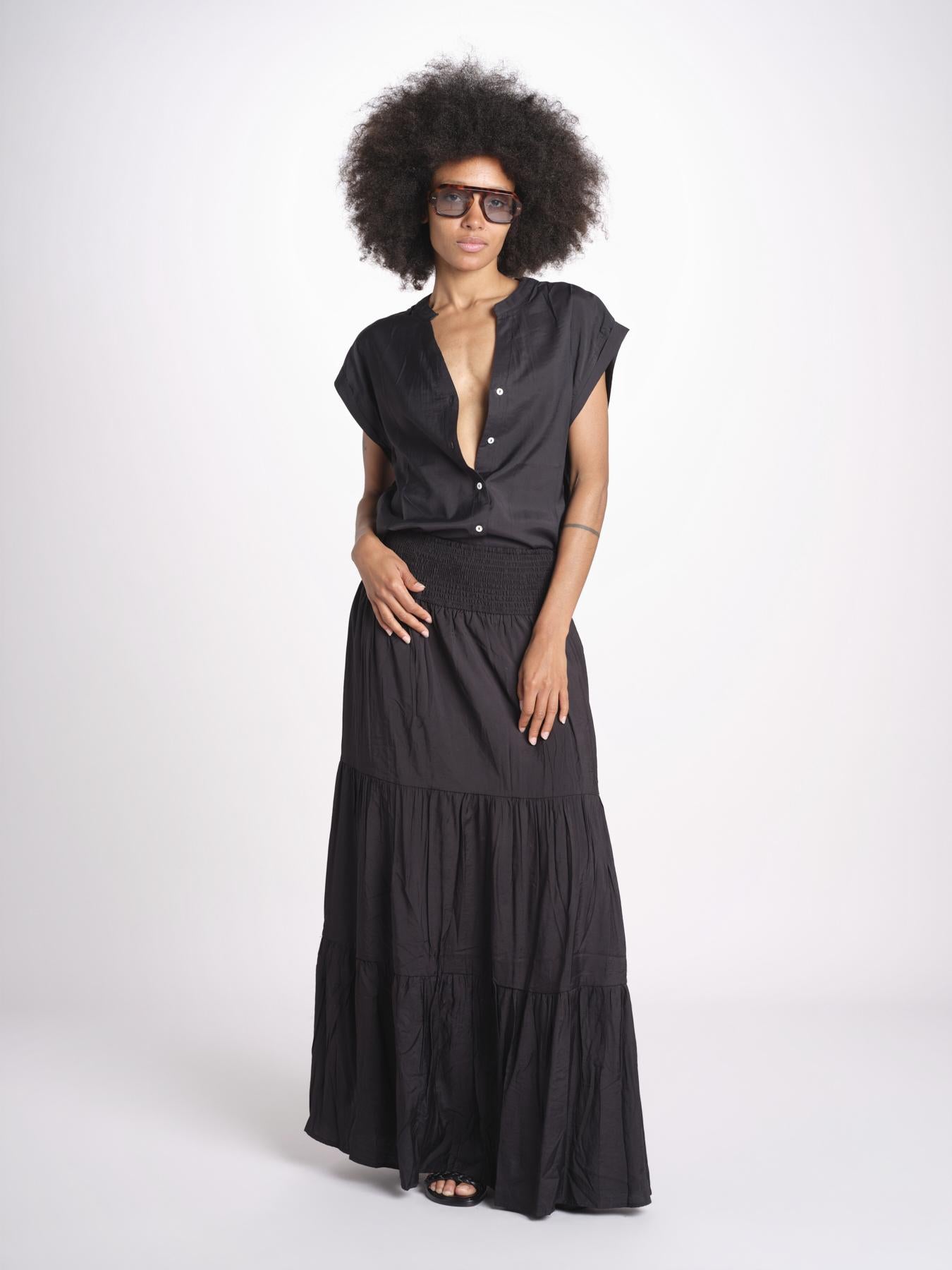 camicia con bottoni CLARENCELK NOIR laraethnics 