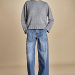 maglia girocollo over CLAUDIA GIROCOLLO GRIGIO_NERO tenne' 