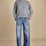 maglia girocollo over CLAUDIA GIROCOLLO GRIGIO_NERO tenne' 