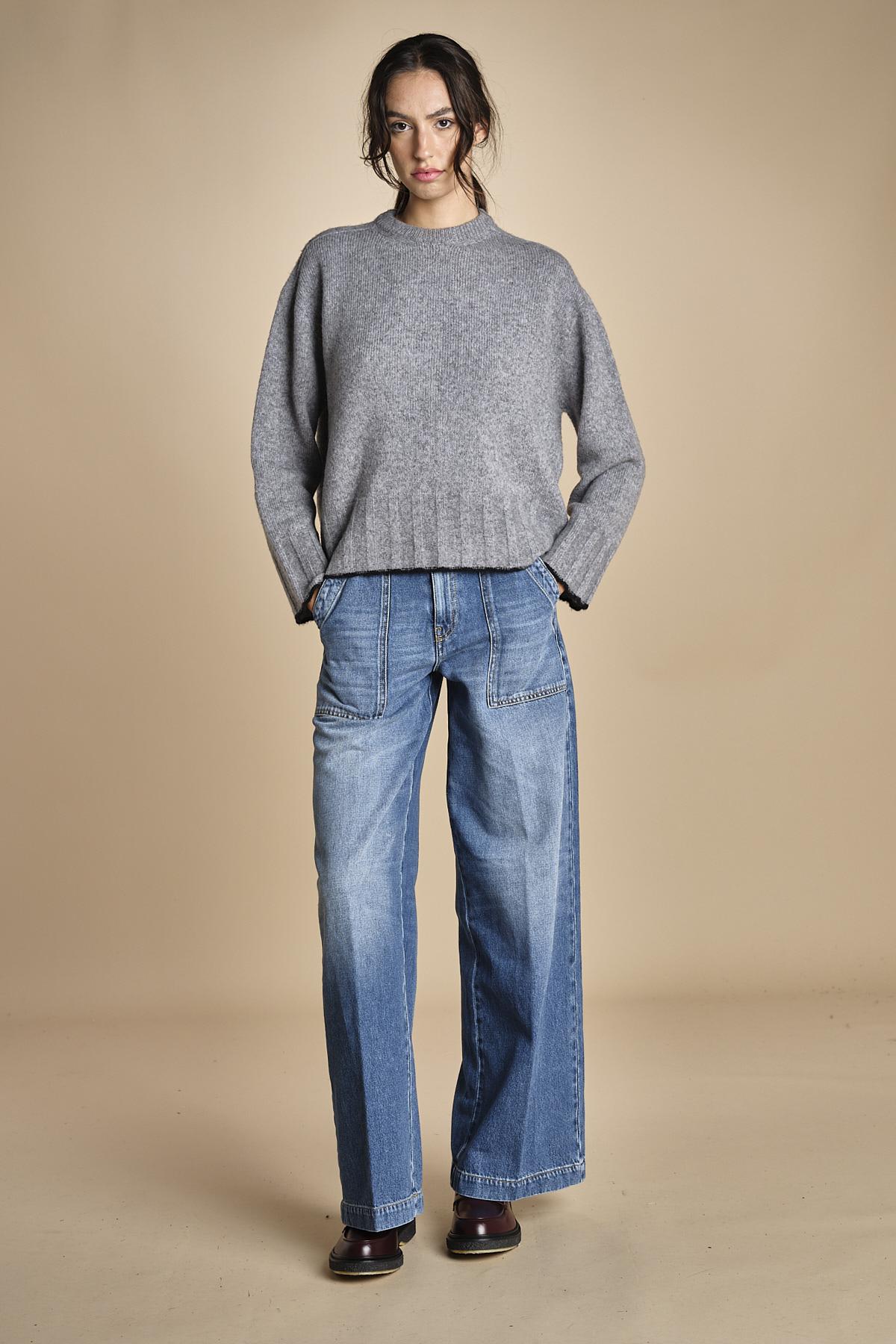 maglia girocollo over CLAUDIA GIROCOLLO GRIGIO_NERO tenne' 