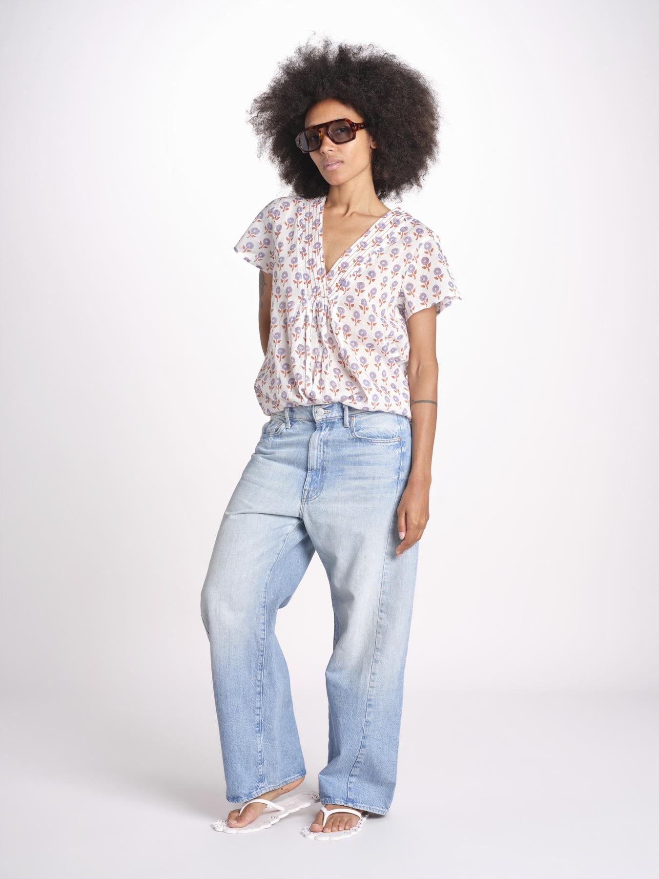 camicia a  fiori VT6319 LILAC zen ethic 