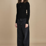 polo a costine CADEE KNIT BLOUSE BLACK herskind 