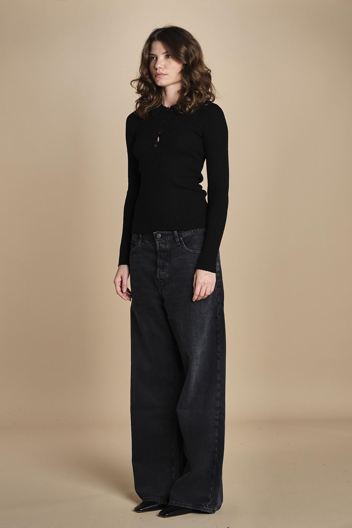 polo a costine CADEE KNIT BLOUSE BLACK herskind 