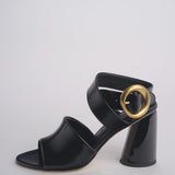 Sandalo ALLEGRA 90 MULE tacco largo F819SPZ BLACK studio AMELIA 