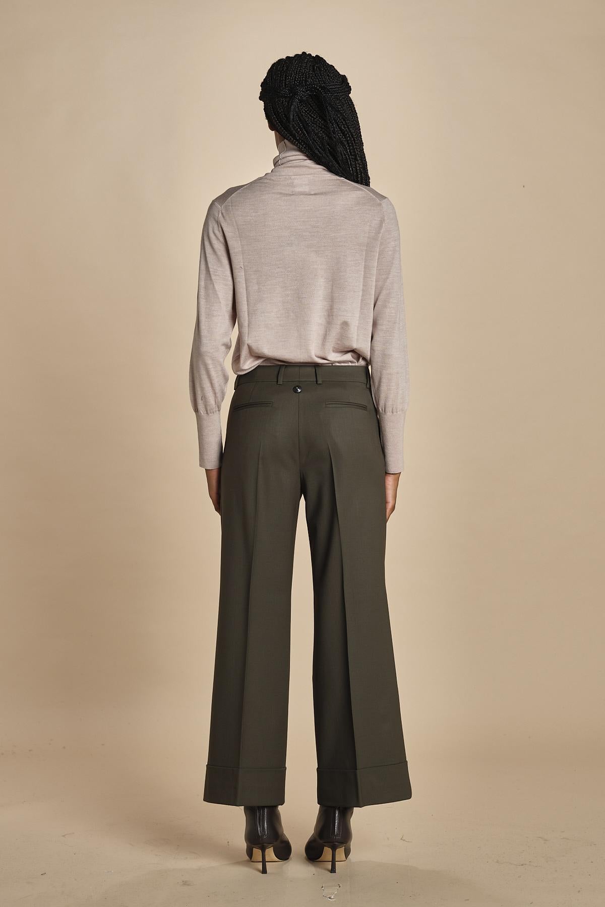 pantalone cropped con risvolto in gabardina MELODIA 652339 44 quelledue 