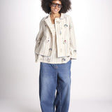 top a righe con fiorellini ricamati 1WS-58S BEIGE.WHITE STRIPES payal pratap 