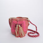 mini bag macrame G12W-0001- RED PINK guanabana 