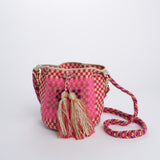mini bag macrame G12W-0001- RED PINK guanabana 