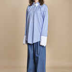 camicia a righe con doppio colletto CRAZY SHIRT MJD142B4H8016 J0233 LIGHT BLUE jejia 