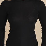 girocollo a costine manica luna in lana merino LAU30 E14035 NERO milaura 