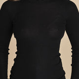 girocollo a costine manica luna in lana merino LAU30 E14035 NERO milaura 