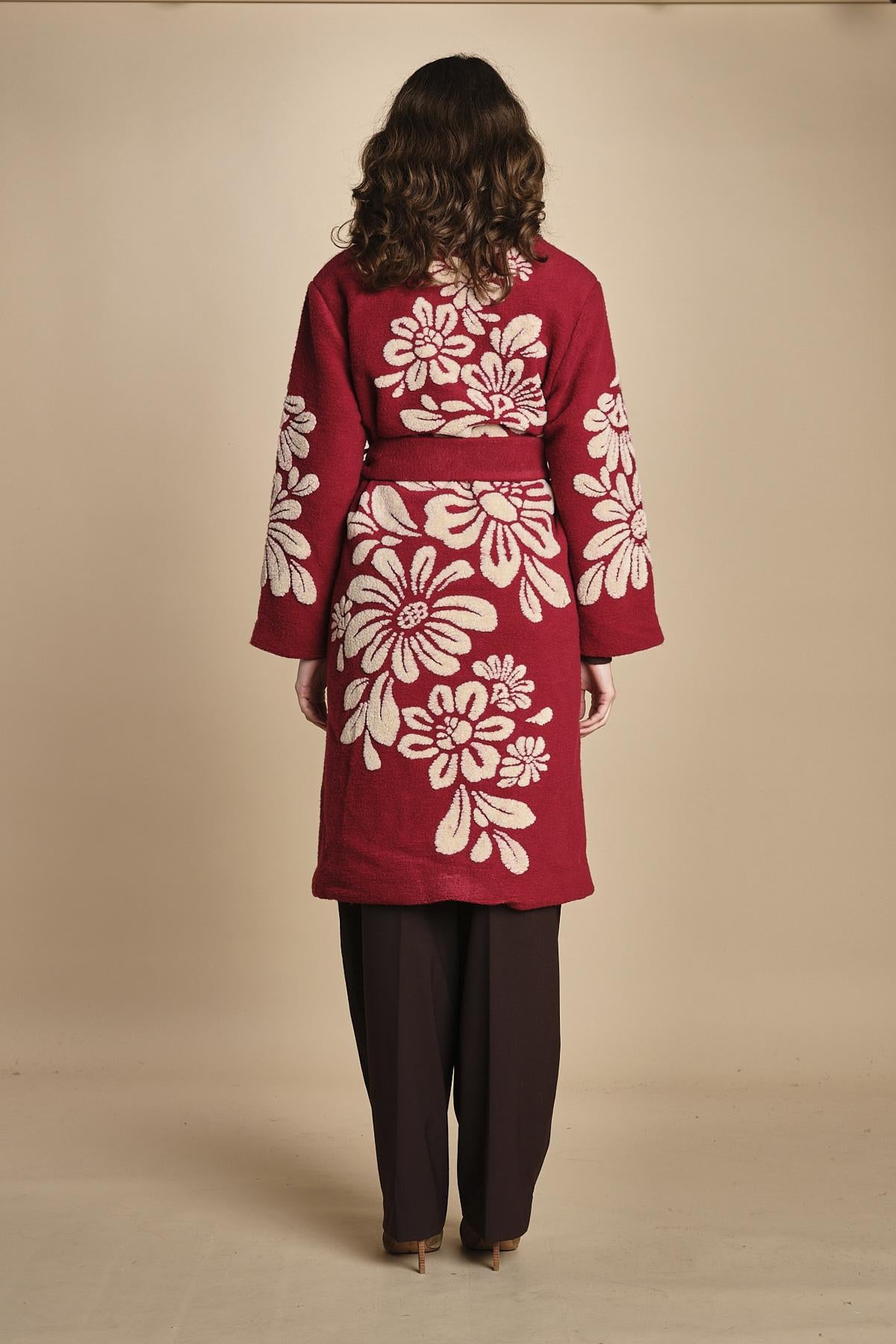 cappotto jaquard fiori COLD FLOWER 351870 BURGUNDY farm rio 