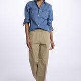 Pantalone PENSIL cotone con elastico PENSIL KHAKI true avenue 