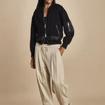 DBL LAYER BOMBER in maglia con zip. 70473TSM BA001 BLACK phillip lim 