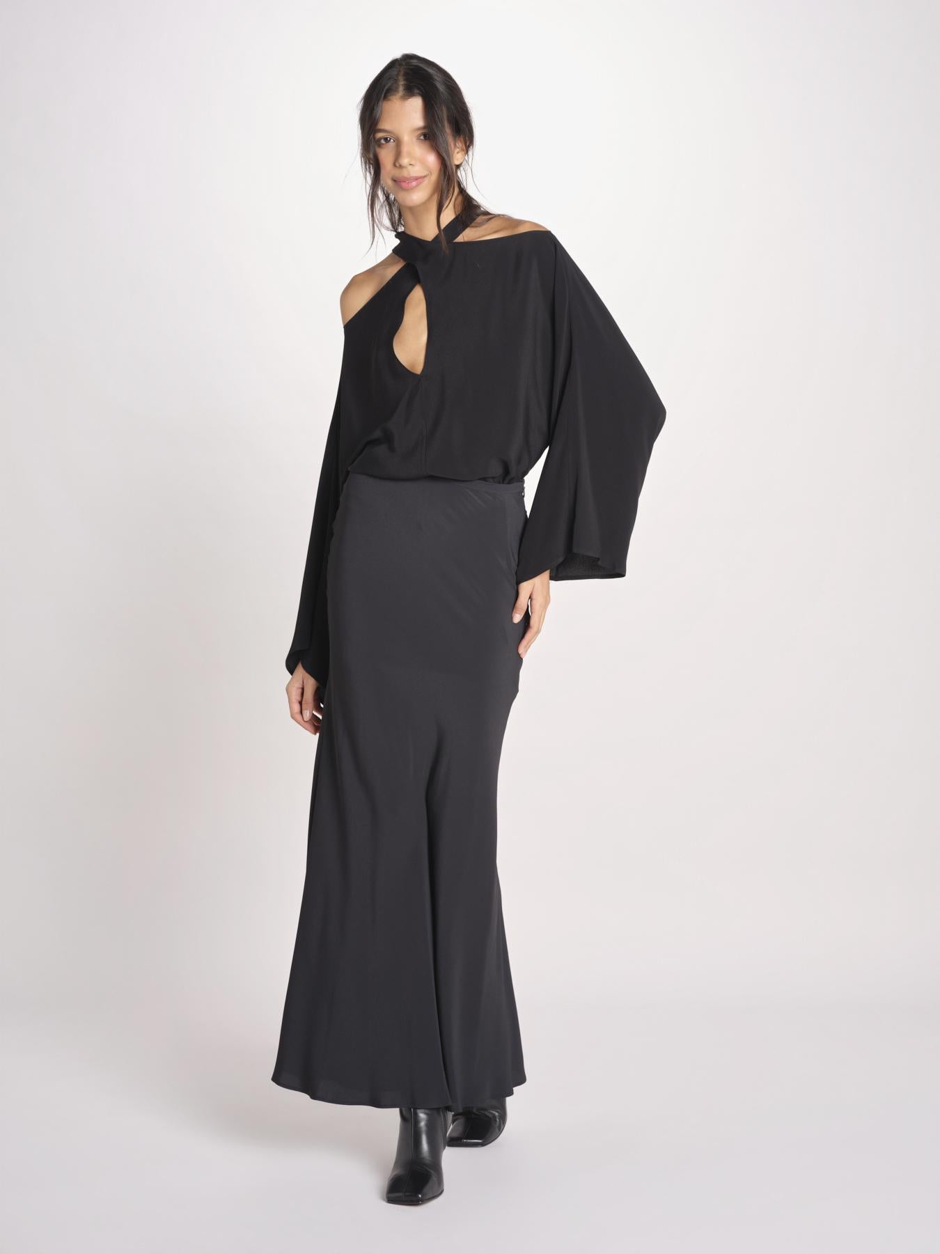 gonna lunga in seta 40702-412 NERO 88 federica tosi 