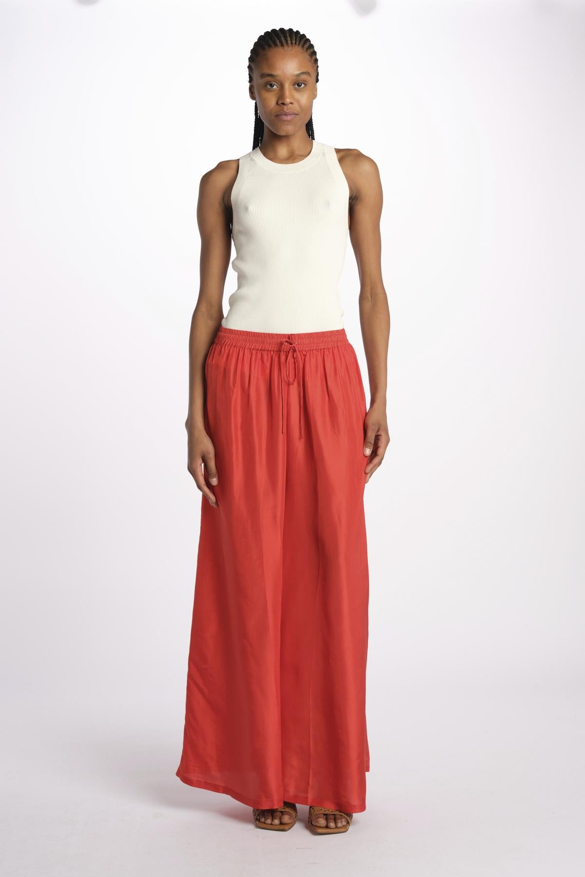 PALAZZO pantaloni in seta  by milaura. BE24252PANT RED ORANGE benaras soleil 