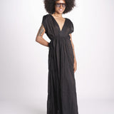 abito con nervature legato in vita MIKONBLK NOIR laraethnics 