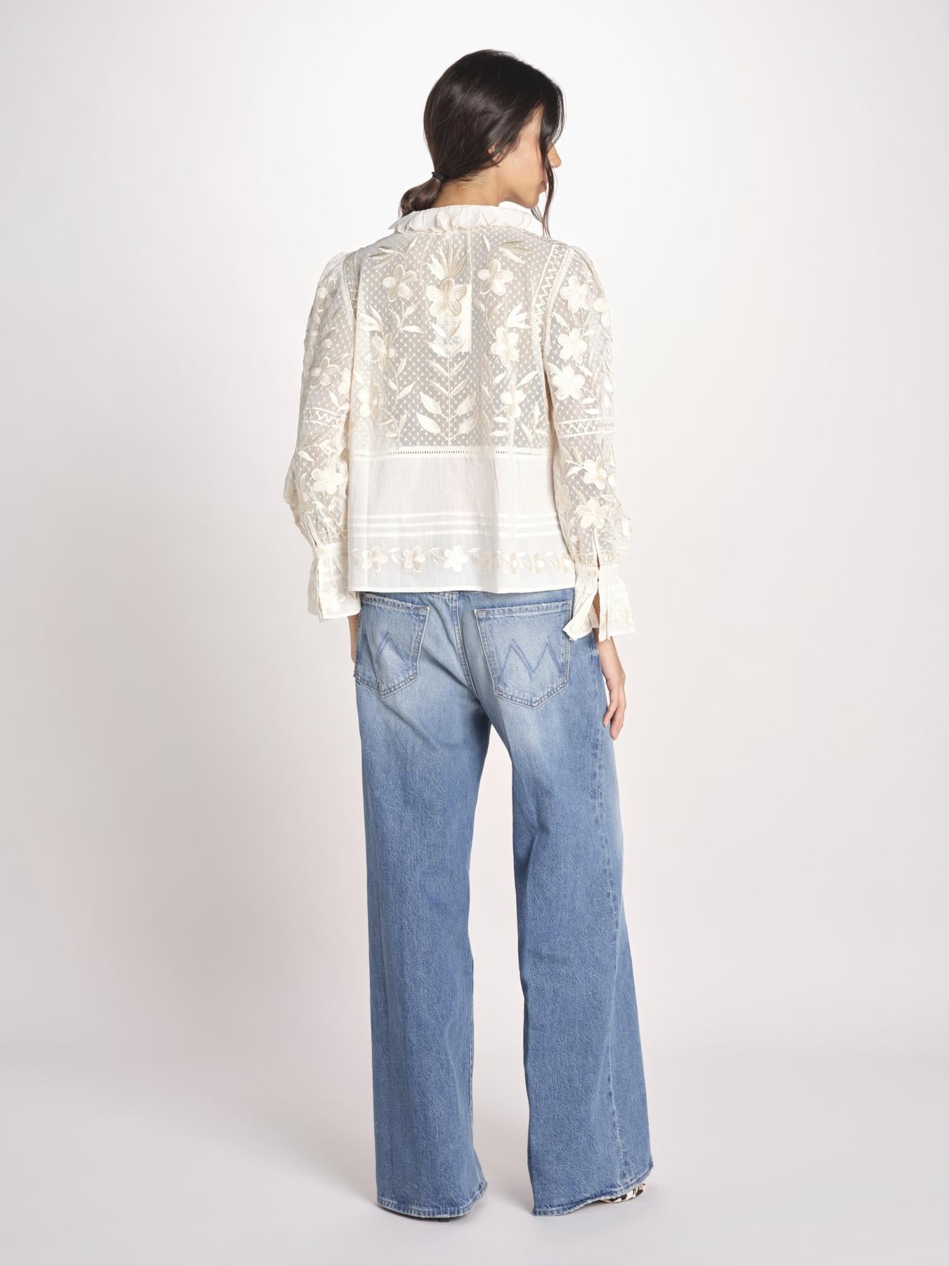 camicia con pizzo e fiori CARIOCA BLOUSE CARIOCA1BLO CREAM antik batik 