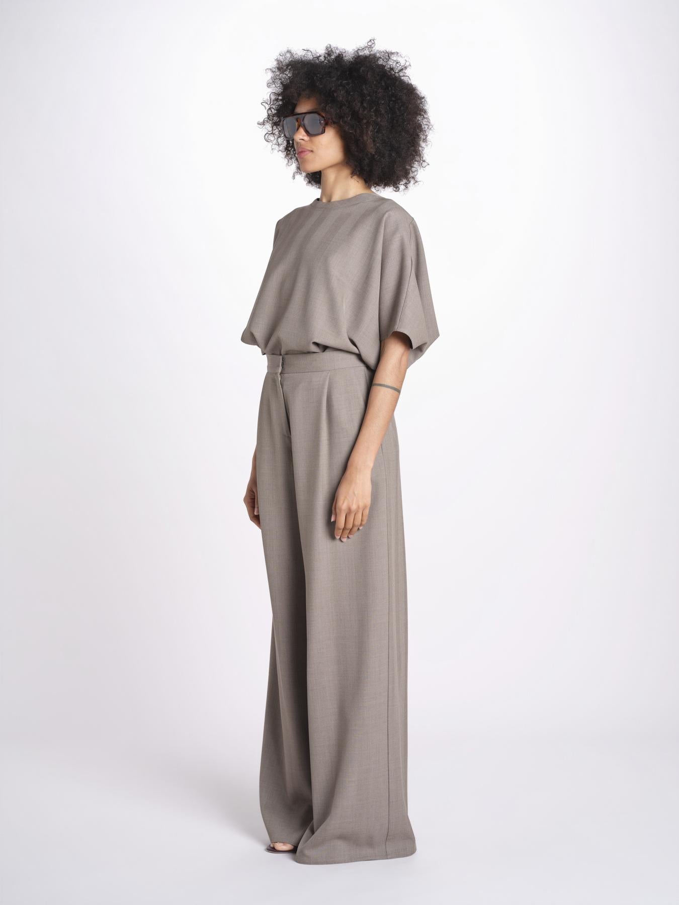 pantalone con tessuto diagonale U3011 TORTORA dusan 