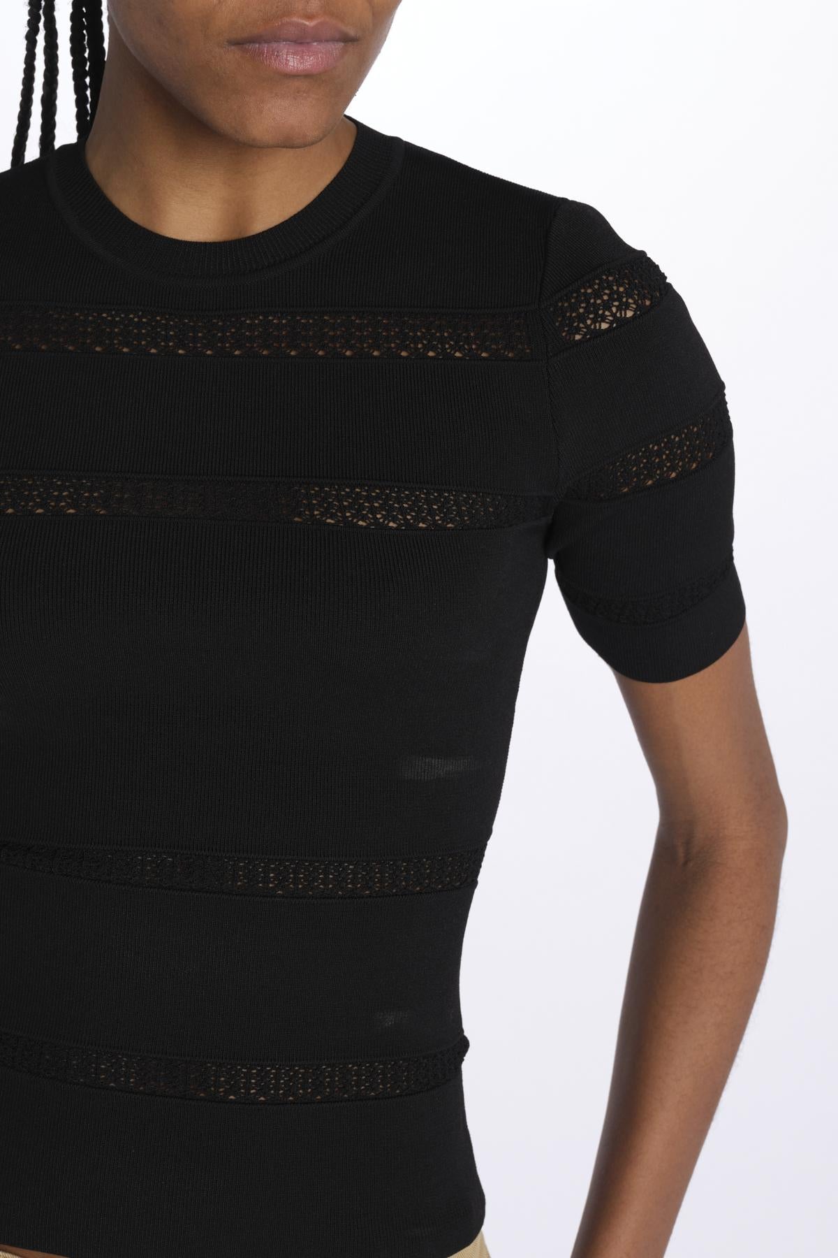 Maglia DEVON m/c inserto pizzo 019 BLACK sea ny 