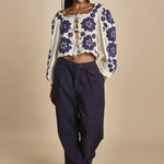 CATRINE top m/l fiori grandi 007 BLUE BLUE sea ny 