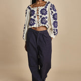 CATRINE top m/l fiori grandi 007 BLUE BLUE sea ny 