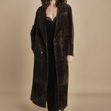 abito lungo in velluto e pizzo MICKE SILK BLEND DRESS BROWN herskind 