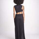 gonna lunga con drappeggio e spacchi TAYLA DEEP BLACK amazuìn 