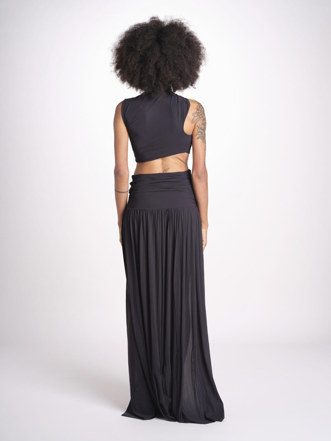 gonna lunga con drappeggio e spacchi TAYLA DEEP BLACK amazuìn 