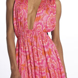 Mini abito SUZIE scollo incrociato ricamo fiori S25109 MERIDACORAL sundress 