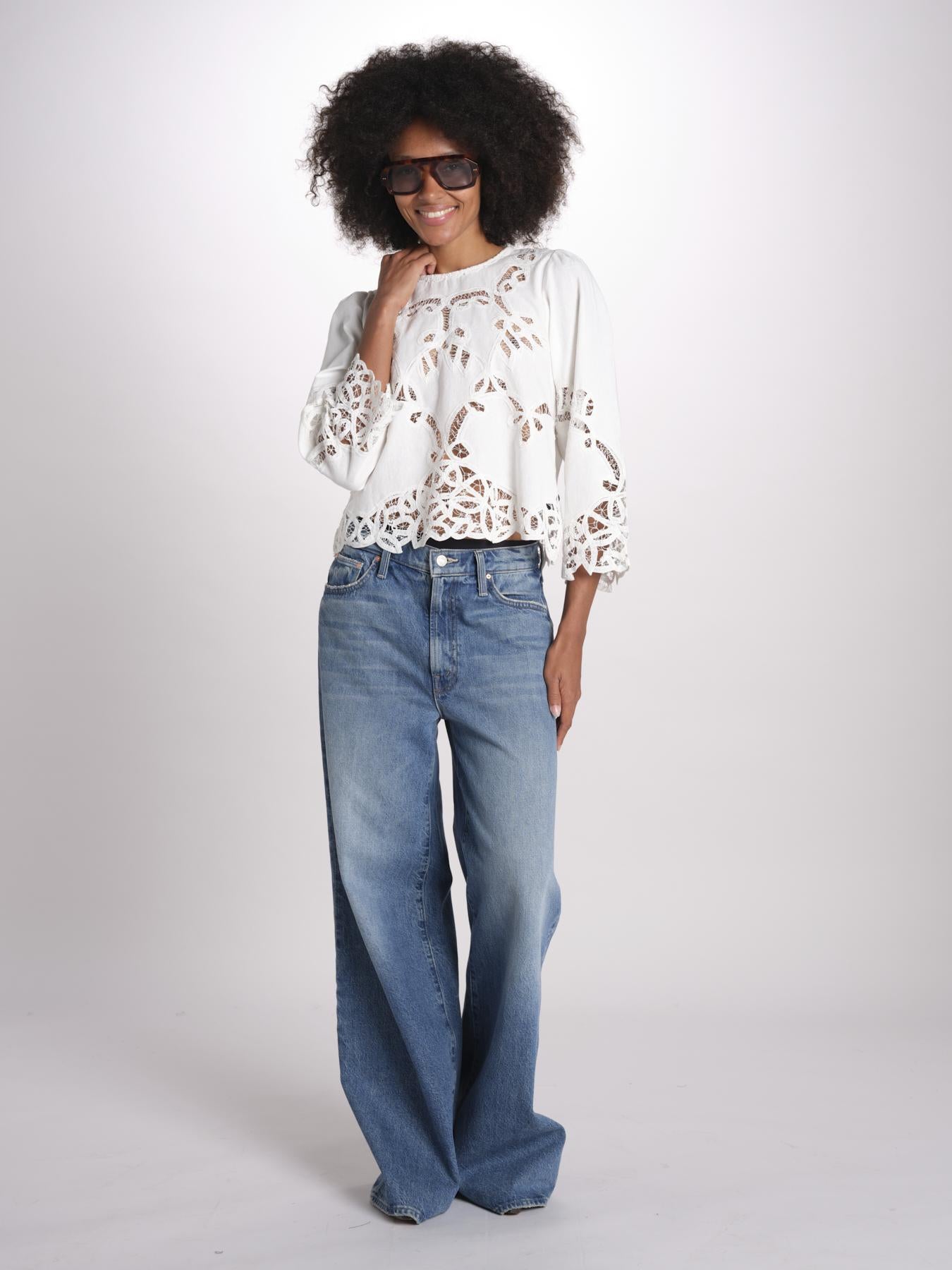 camicia con ricami THE PICNIC TOP T1460992 CREAM the GREAT 