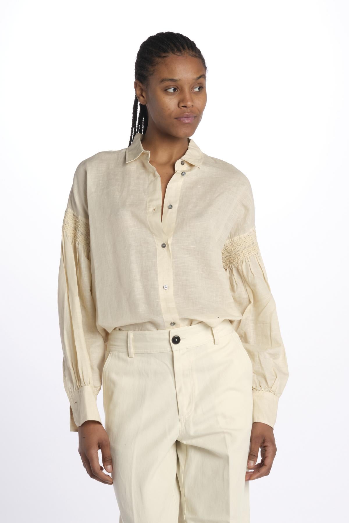 Camicia lino punto smoke 9451R 13125 150 pomandère 