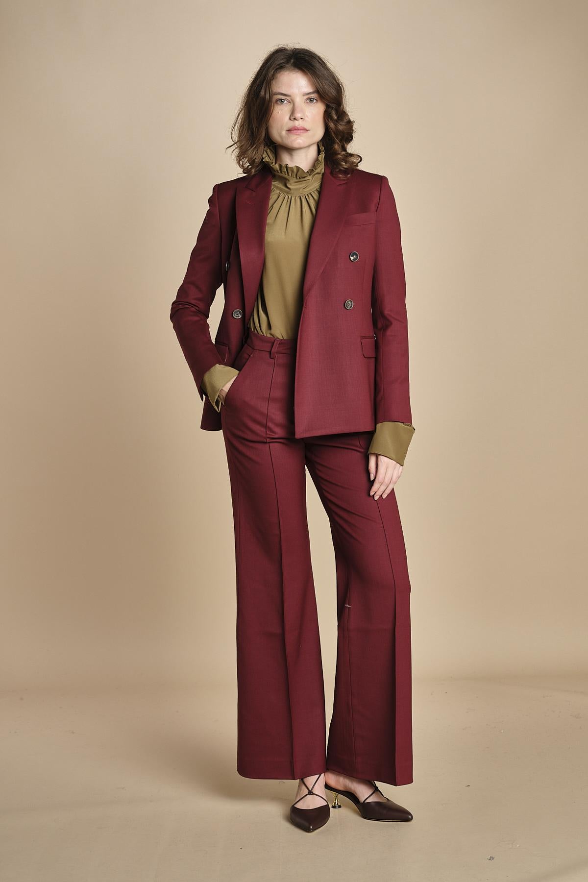 pantalone diritto con nervature in gabardina OTTAVIA 67339 164 quelledue 