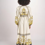 abito stampato BAROQUEEN FLORAL PAPYRUS.GOLD.BLACK scarlett poppies 