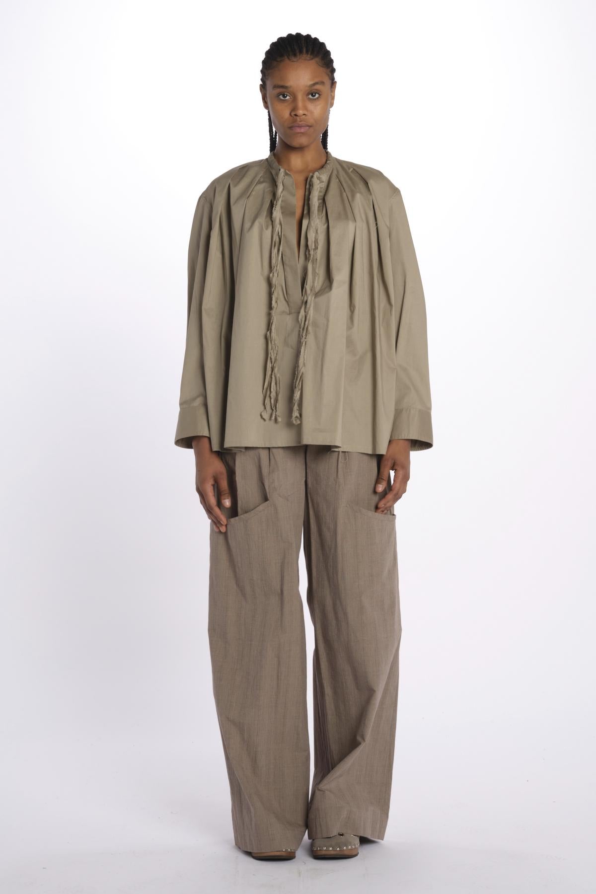 Camicia over con pieghe DARIA SHIRT TAUPE jejia 