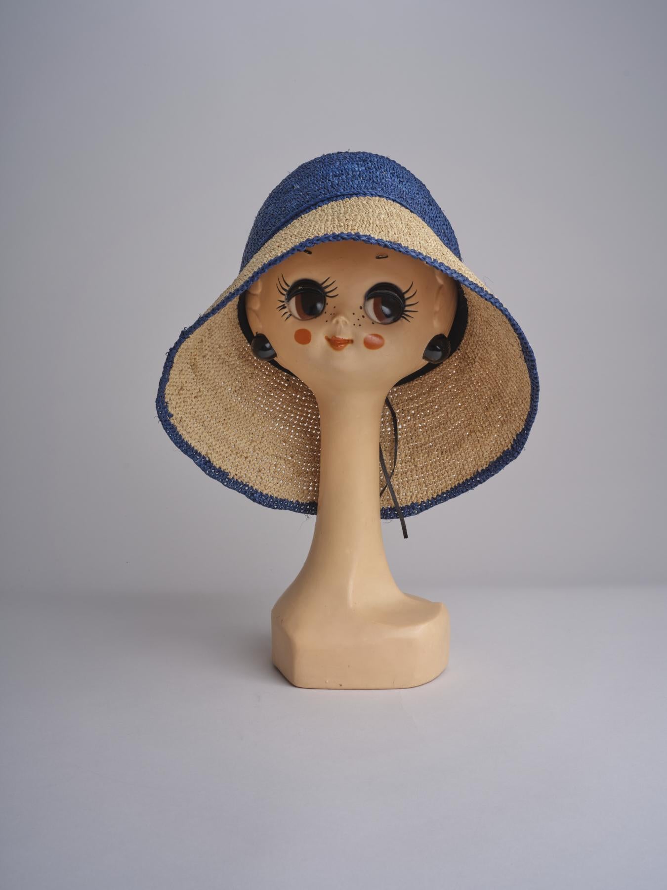 CAPELINE cappello in paglia bicolor DEMI CAPELINE CROCHET 01BG196 AZZ bagatelle france 