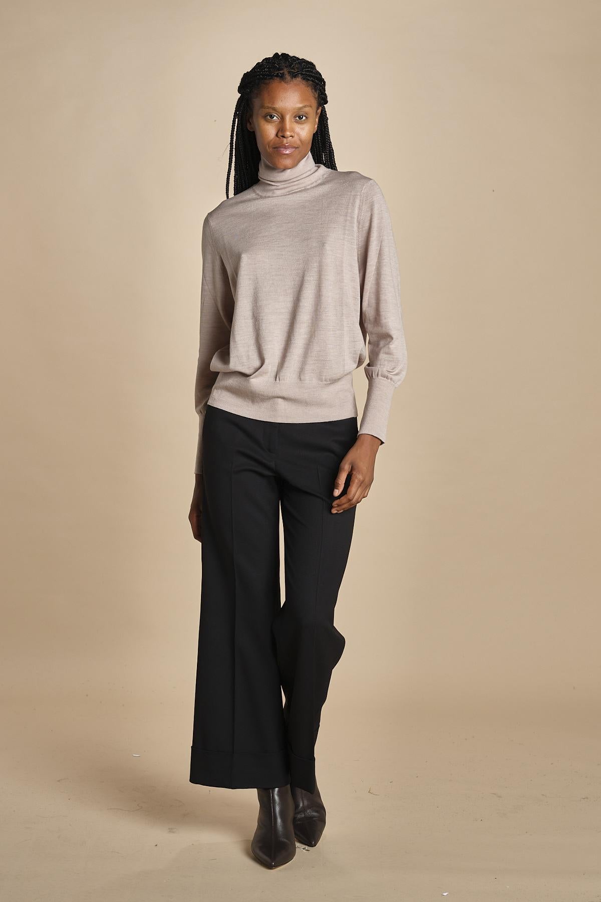 MELODIA pantalone cropped con risvolto in gabardina MELODIA 652339 3 quelledue 