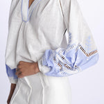 Camicia RENOVO ricamo intarso bicolore RENOVO 1723 WHITE scarlett poppies 
