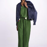 PALAZZO pantaloni in seta  by milaura. BE24252PANT GREEN benaras soleil 