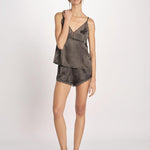 top in seta e pizzo PIP L25103457 DARK GREEN 700 love stories 