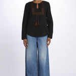 Camicia ricamo centrale BE24329 BLACKDARKBROWN milaura 