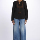 Camicia ricamo centrale BE24329 BLACKDARKBROWN milaura 