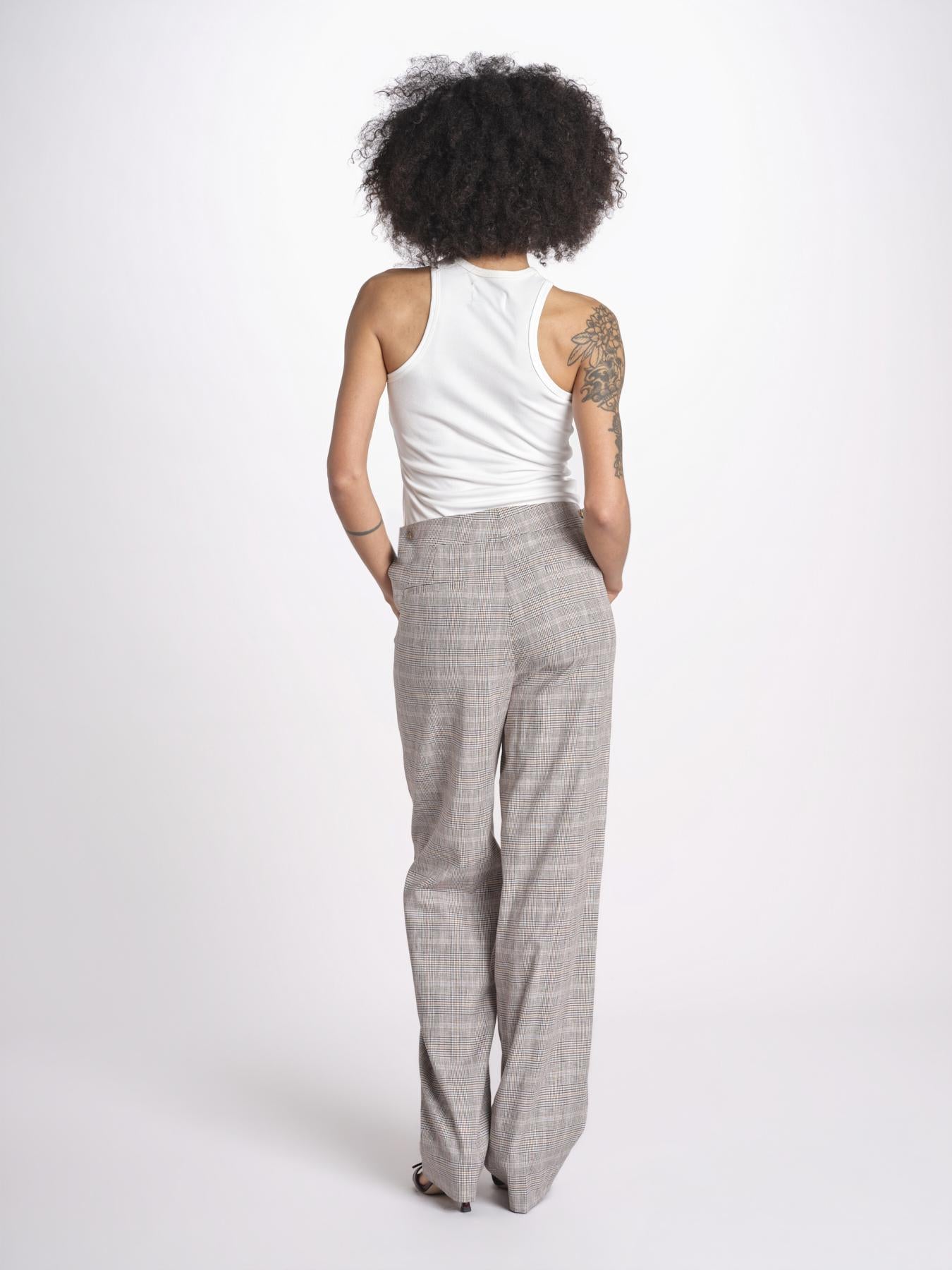 pantalone in principe di galles 16P005CO251 P671 BROWN MULTI ines de la fressange 
