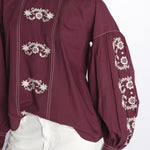 MARGUERITE camicia maniche sbuffo con ricami E25TU019 BORDEAUX stella forest 
